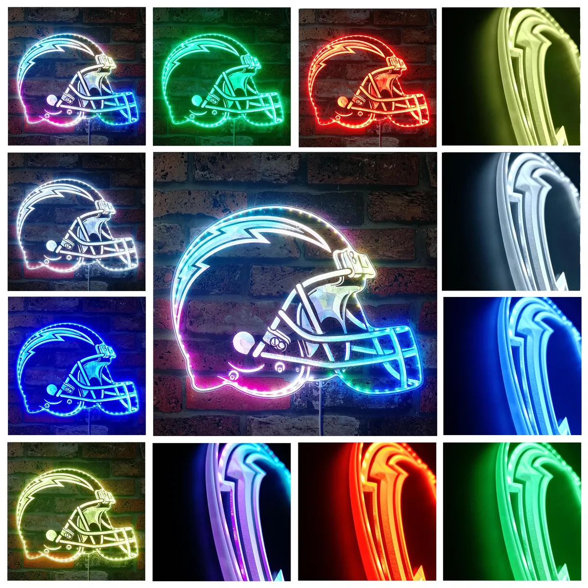 Los Angeles Chargers Helmet Logo RGB LED Sign