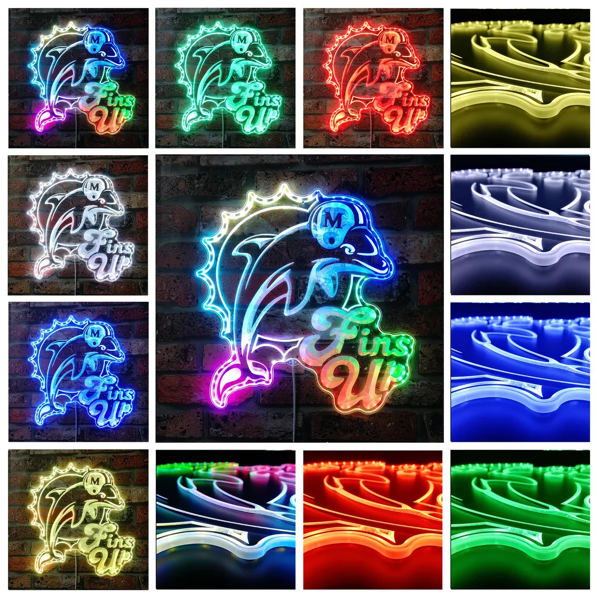 Miami Dolphins Fins Up RGB LED Sign