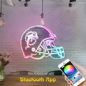 Miami Dolphins Helmet Logo RGB LED Sign