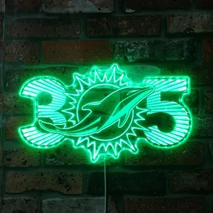 Miami Dolphins Sunburst 305 Area Code RGB LED Sign