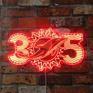 Miami Dolphins Sunburst 305 Area Code RGB LED Sign
