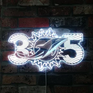 Miami Dolphins Sunburst 305 Area Code RGB LED Sign