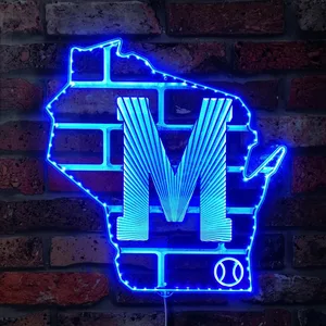Milwaukee Brewers Classic Baseball State Logo RGB LED Sign