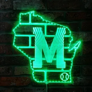 Milwaukee Brewers Classic Baseball State Logo RGB LED Sign