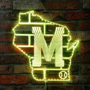 Milwaukee Brewers Classic Baseball State Logo RGB LED Sign