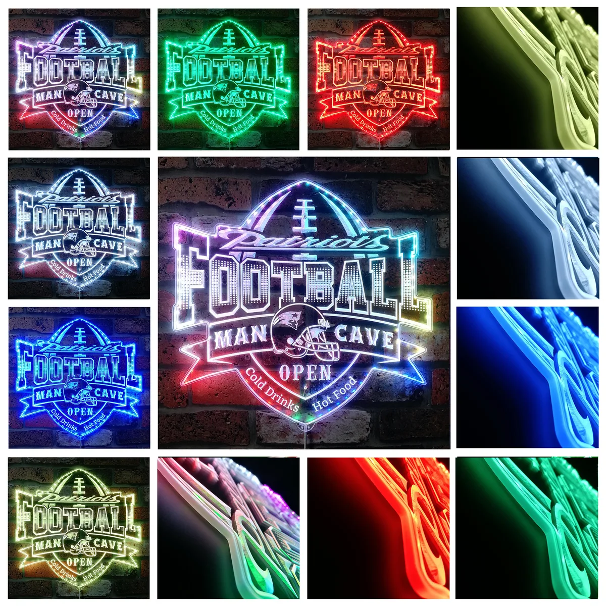 New England Patriots Man Cave RGB LED Sign