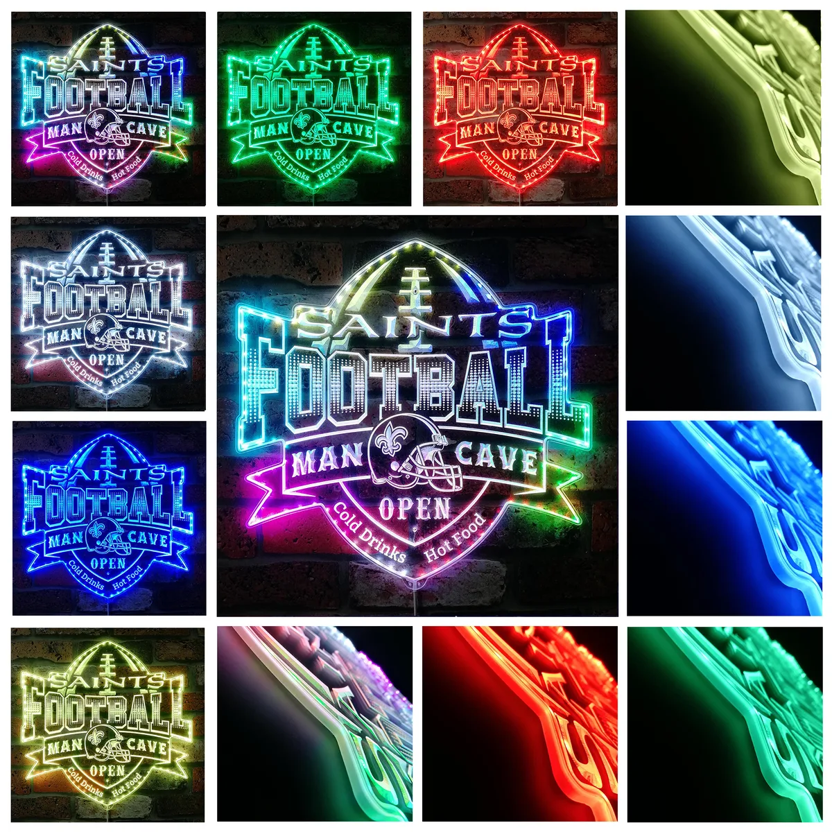 New Orleans Saints Man Cave RGB LED Sign