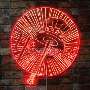 New York Yankees Bat and Hat RGB LED Sign