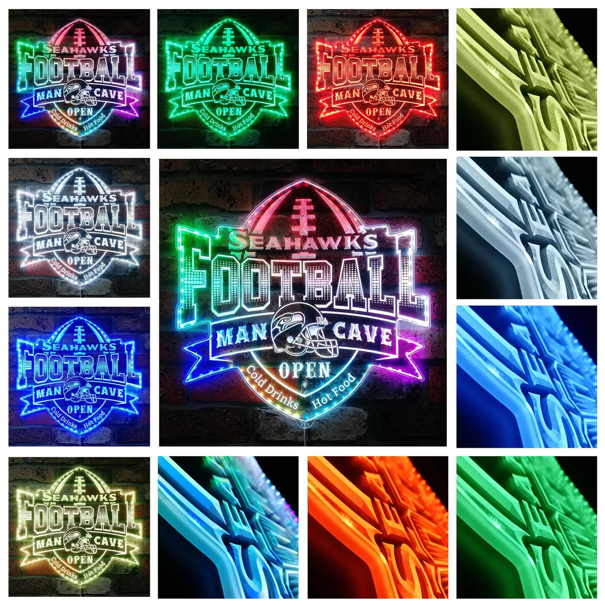 Seattle Seahawks Man Cave RGB LED Sign