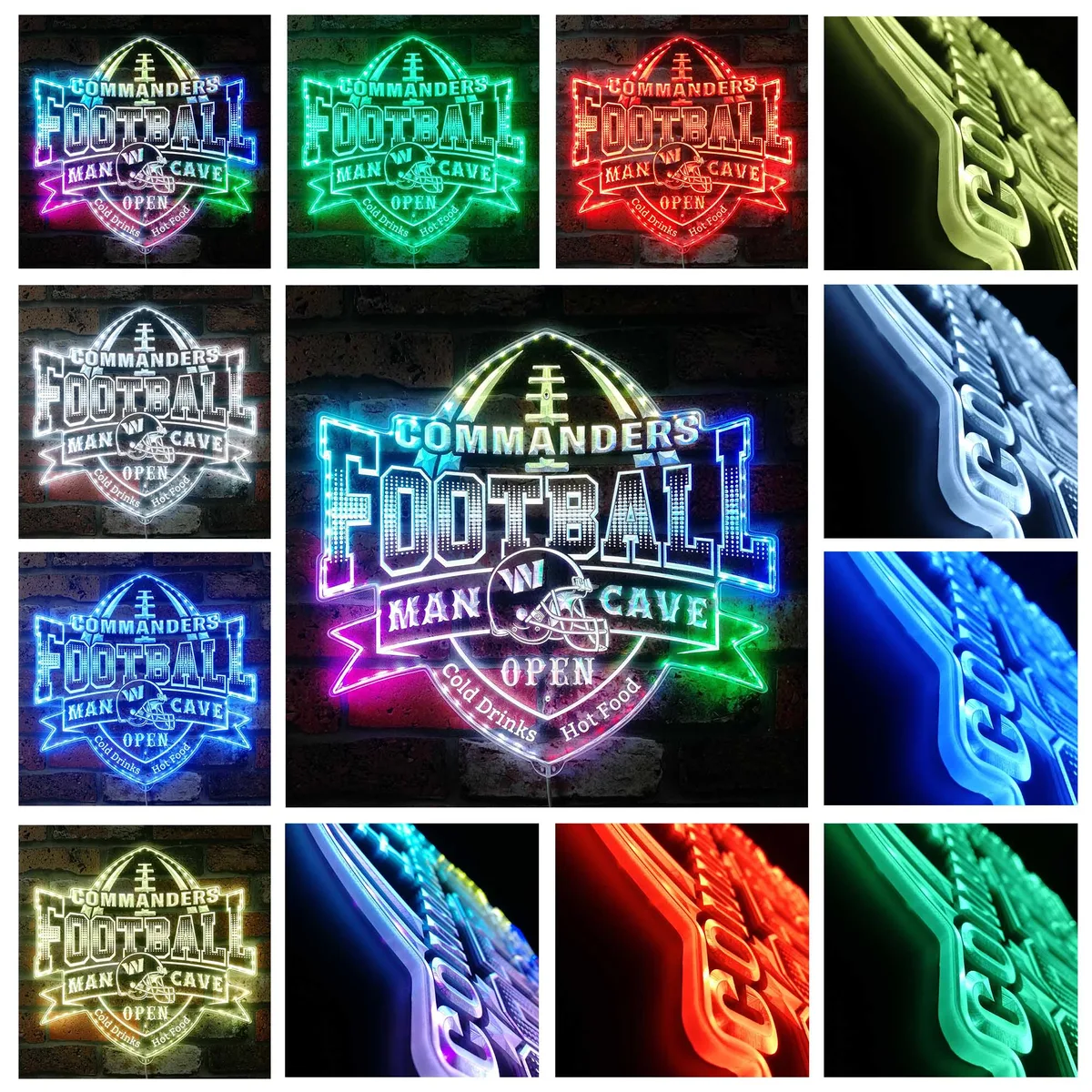 Washington Commanders Man Cave RGB LED Sign