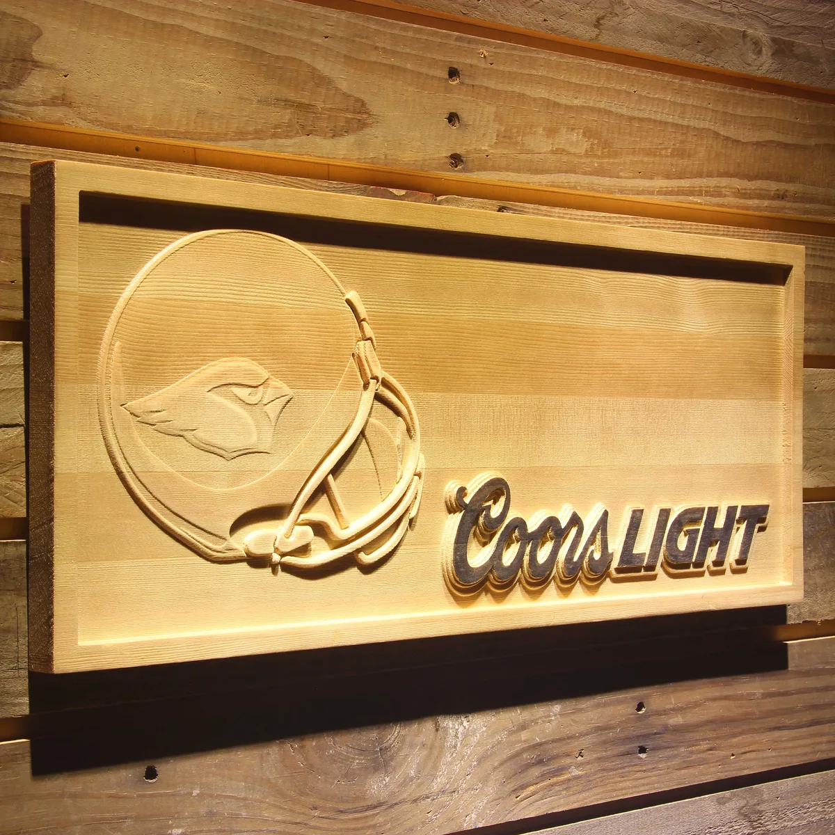 Arizona Cardinals Coors Light Helmet Wood Sign
