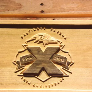 Baltimore Ravens 10th Anniversary Logo Wood Sign - Legacy Edition
