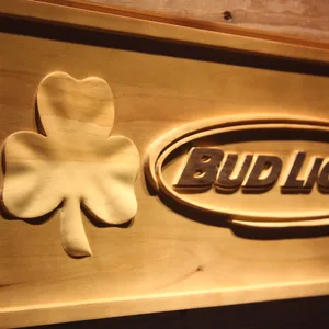 Bud Light Shamrock Outline Wood Sign