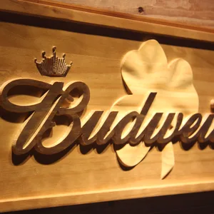Budweiser Shamrock Outline Wood Sign