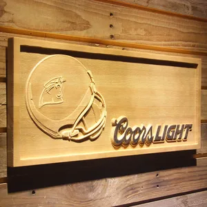 Carolina Panthers Coors Light Helmet Wood Sign