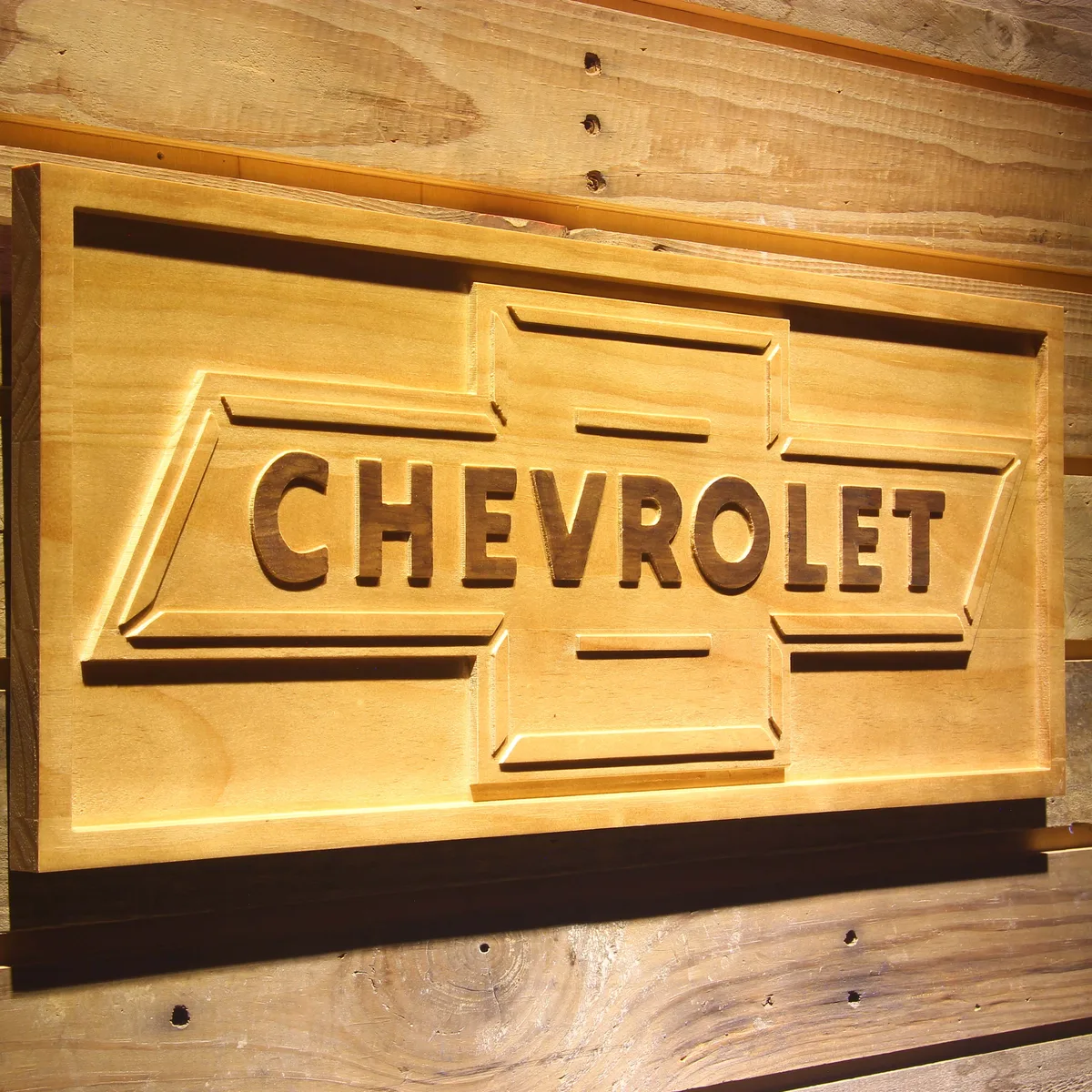 Chevrolet Old Logo Wood Sign