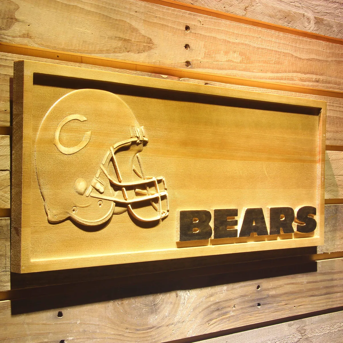 Chicago Bears Helmet Wood Sign