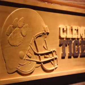 Clemson Tigers Helmet Wood Sign