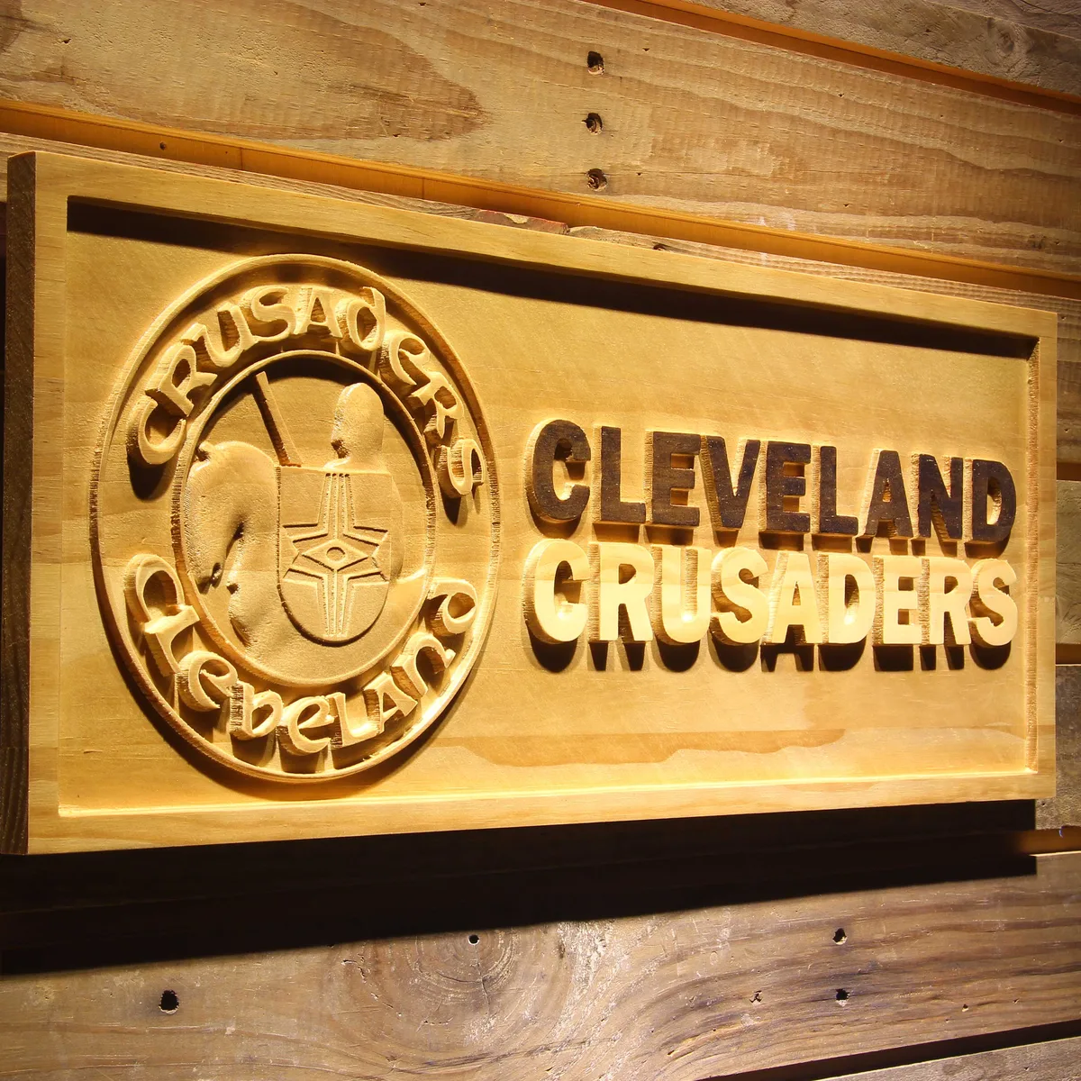 Cleveland Crusaders Wood Sign - Legacy Edition