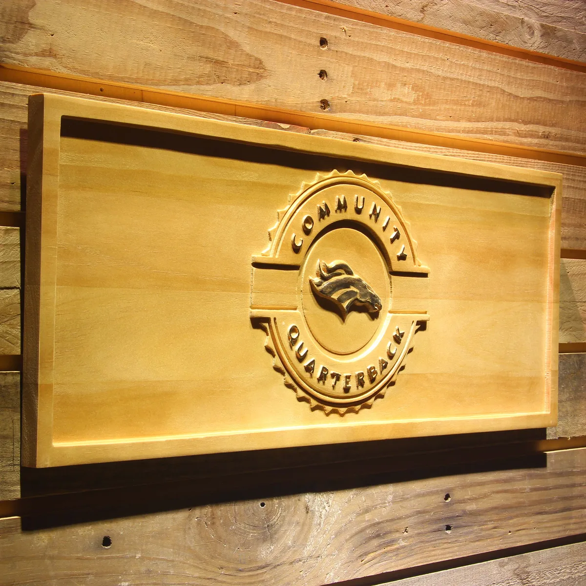 Denver Broncos Community Quarterback Wood Sign - Legacy Edition