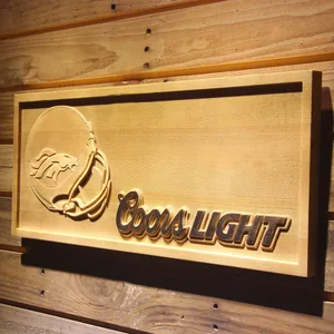 Denver Broncos Coors Light Helmet Wood Sign