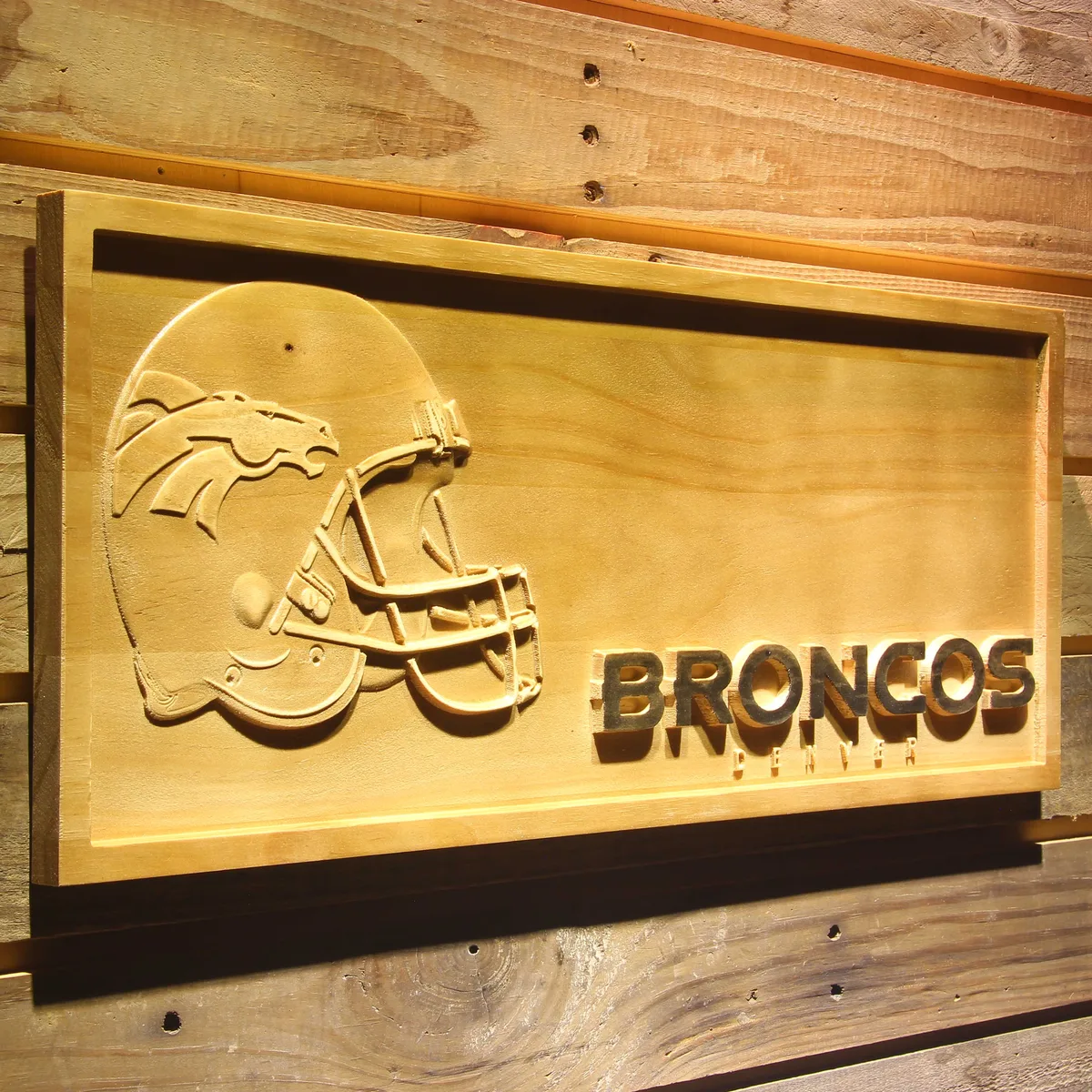 Denver Broncos Helmet Wood Sign