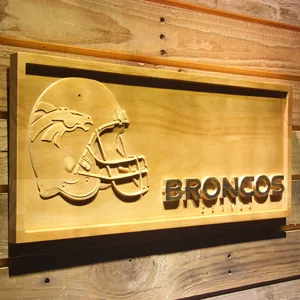 Denver Broncos Helmet Wood Sign