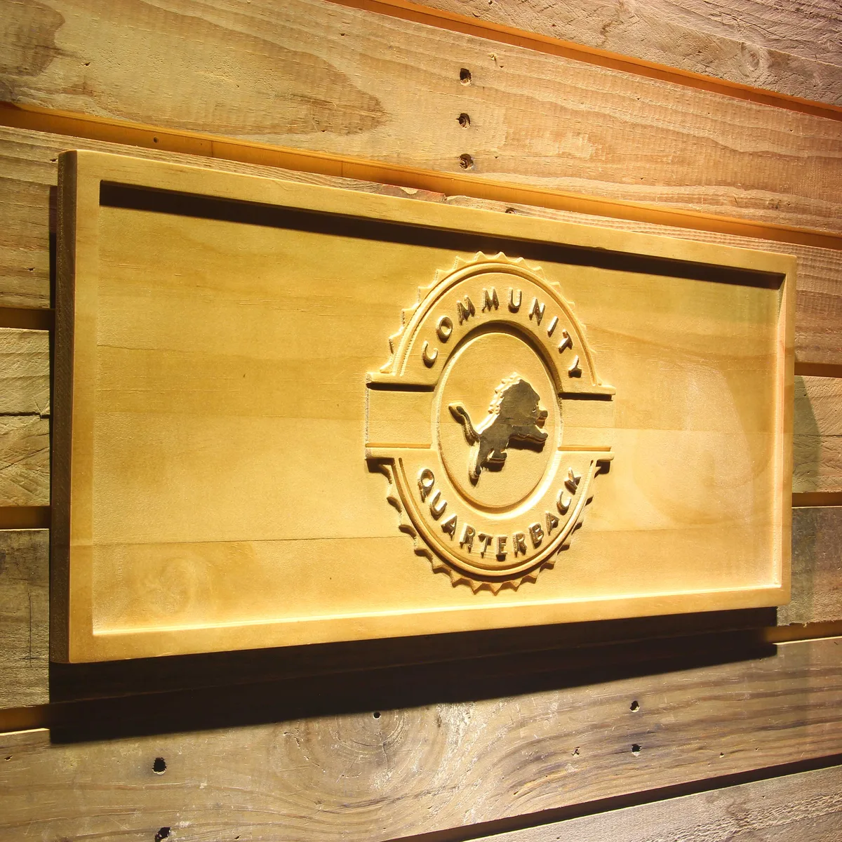 Detroit Lions Community Quarterback Wood Sign - Legacy Edition