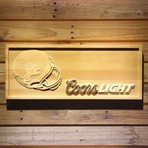 Detroit Lions Coors Light Helmet Wood Sign
