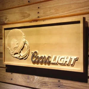 Detroit Lions Coors Light Helmet Wood Sign