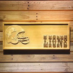 Detroit Lions Helmet Wood Sign