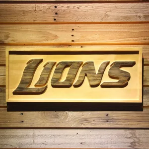 Detroit Lions Text Wood Sign