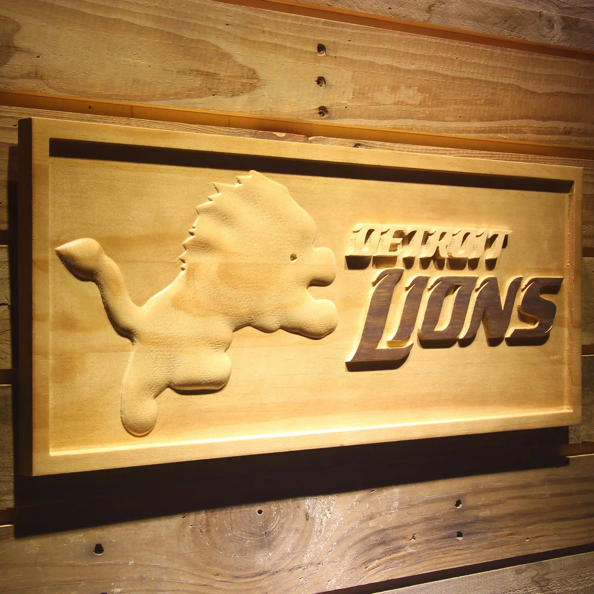 Detroit Lions Wood Sign
