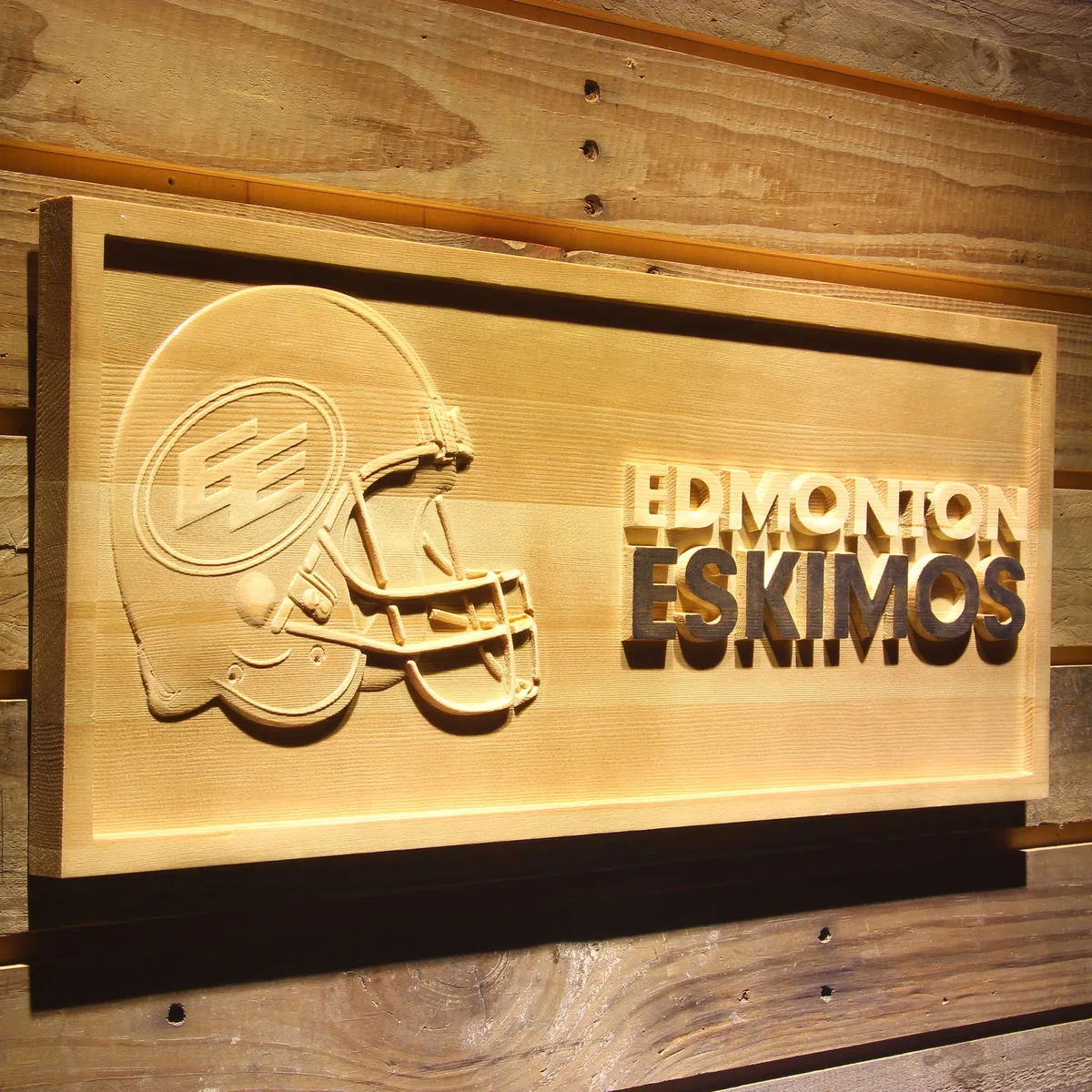 Edmonton Eskimos Helmet Wood Sign