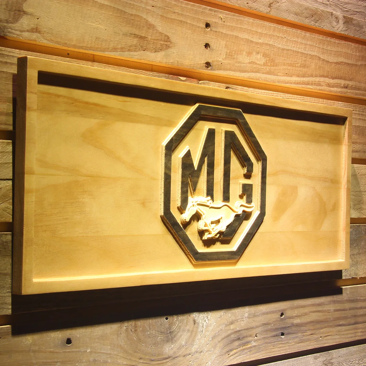 Ford MG Mustang Wood Sign