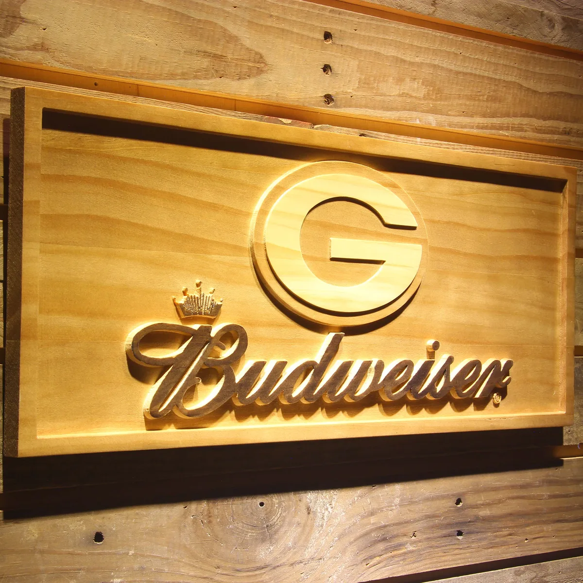 Green Bay Packers Budweiser Wood Sign