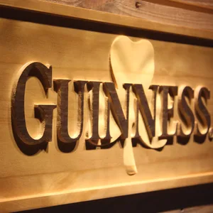 Guinness Shamrock Outline Wood Sign
