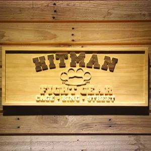 Hitman Fight Gear Wood Sign