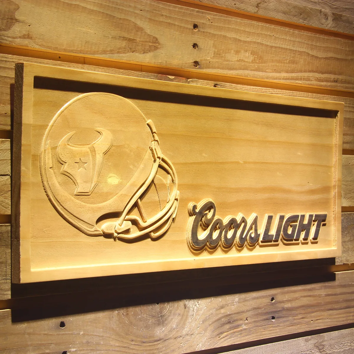 Houston Texans Coors Light Helmet Wood Sign