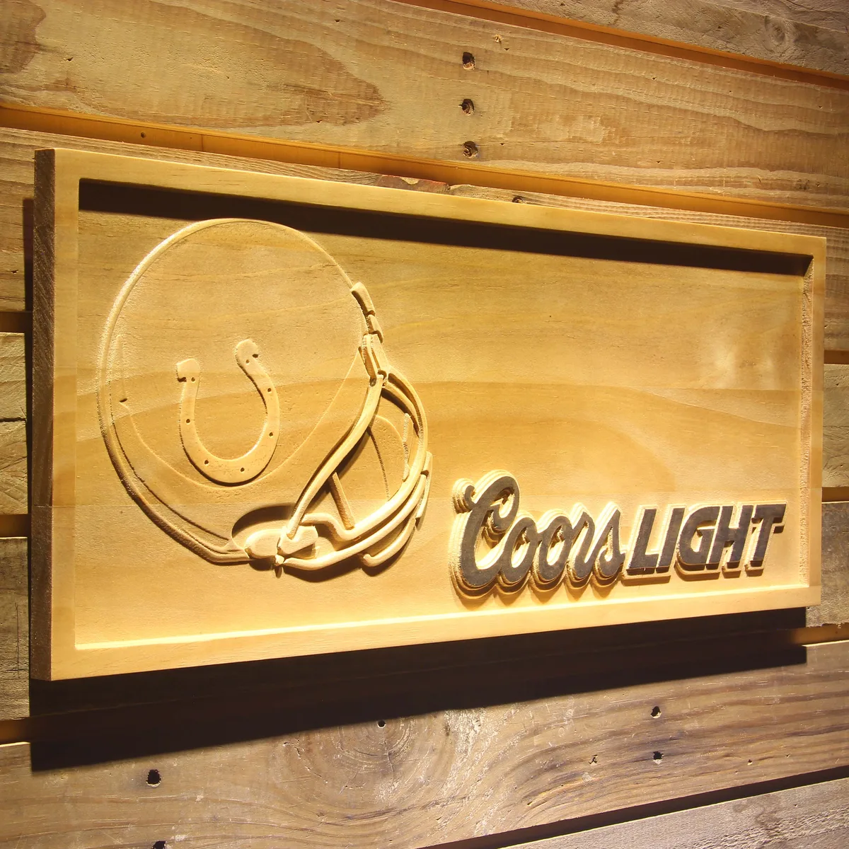 Indianapolis Colts Coors Light Helmet Wood Sign