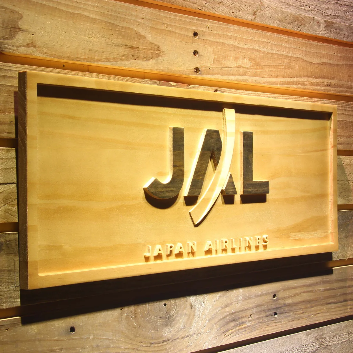 Japan Airlines Wood Sign