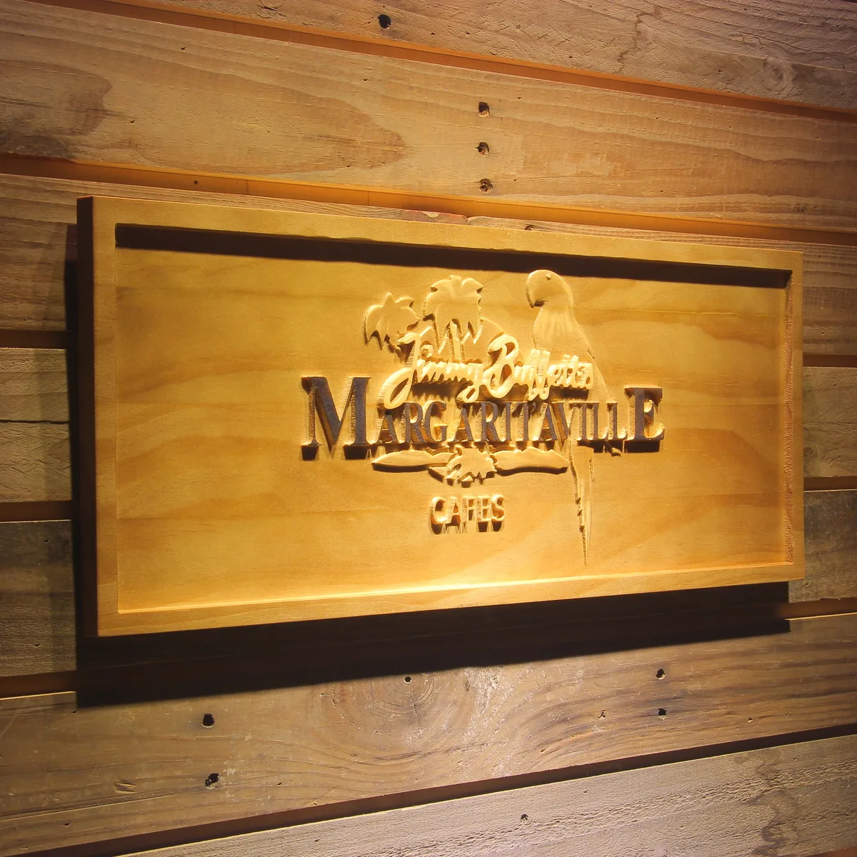 Jimmy Buffett's Margaritaville Cafe Logo Wood Sign