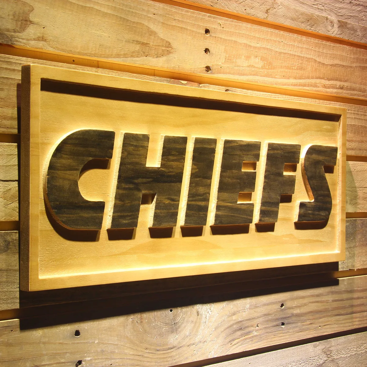 Kansas City Chiefs Text Wood Sign
