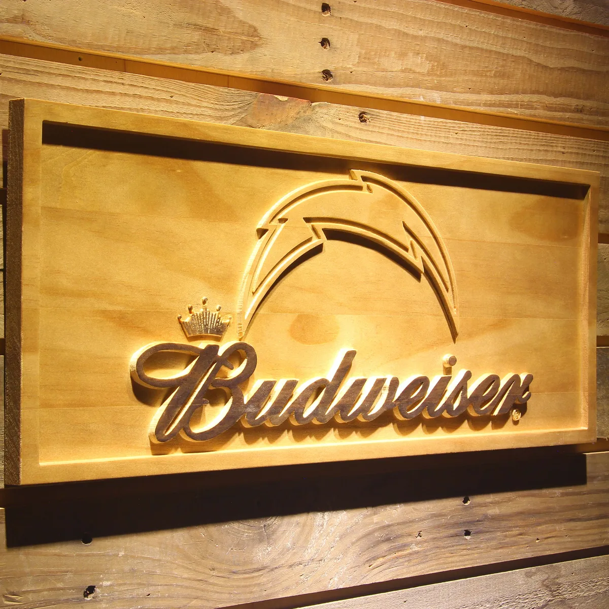 Los Angeles Chargers Budweiser Wood Sign