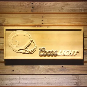 Los Angeles Rams Coors Light Helmet Wood Sign