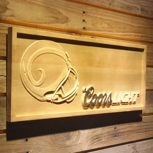 Los Angeles Rams Coors Light Helmet Wood Sign