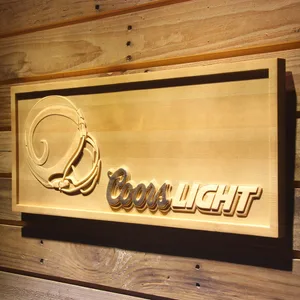 Los Angeles Rams Coors Light Helmet Wood Sign