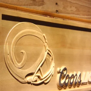 Los Angeles Rams Coors Light Helmet Wood Sign