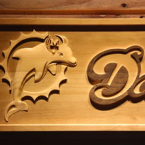 Miami Dolphins 2 Wood Sign - Legacy Edition