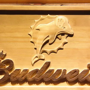 Miami Dolphins Budweiser Wood Sign - Legacy Edition